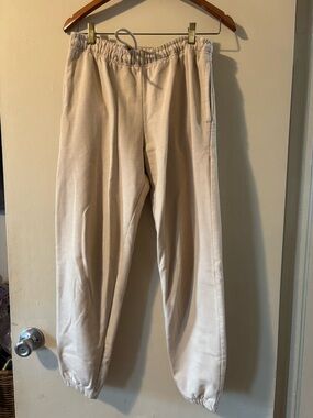 Nasty Gal Cream Elastic Waist Jogger Pants